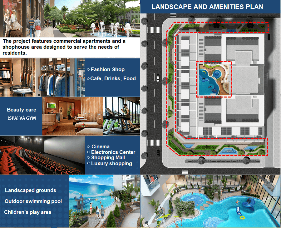 Inside the building, numerous amenity systems are arranged